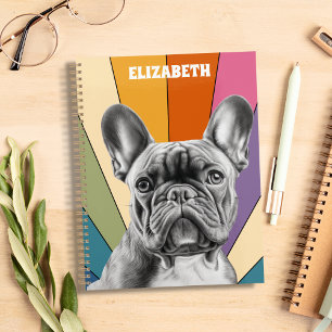 Retro Cute Personalised Rainbow French Bulldog  Planner