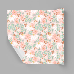 Retro Cute Pink Wildflower Daisy Kids Wrapping Paper