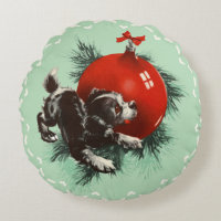 Retro Cute Puppy Red Ornament Christmas