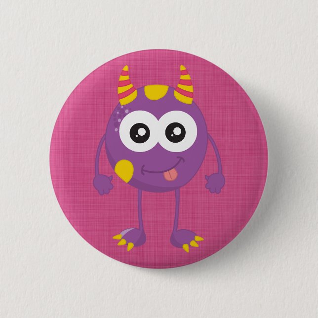 Retro Cute Purple Monster 6 Cm Round Badge (Front)