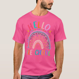 Retro Cute Rainbow Hello Preschool Happy Back To S T-Shirt