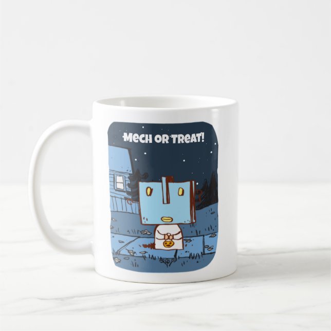Retro Cute Robot Halloween Mug (Left)