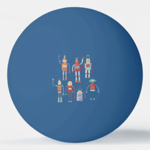 Retro Cute Robots Ping Pong Ball
