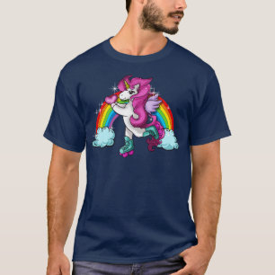Retro Cute Roller Skating Unicorn Skate Girly T-Shirt
