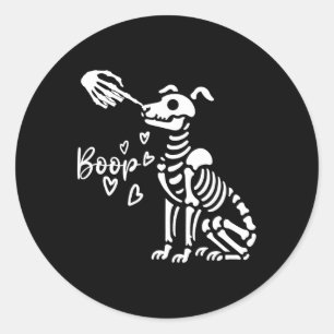 Retro Cute Skeleton Hand Boop Dog Funny Halloween  Classic Round Sticker