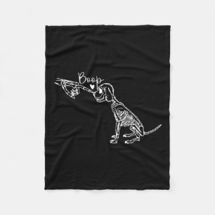 Retro Cute Skeleton Hand Boop Dog Funny Halloween  Fleece Blanket