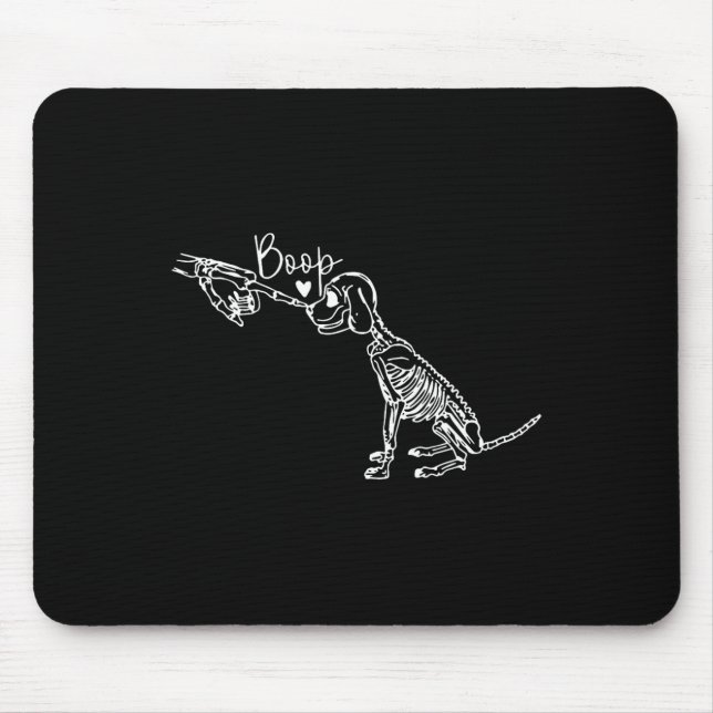 Retro Cute Skeleton Hand Boop Dog Funny Halloween  Mouse Pad (Front)