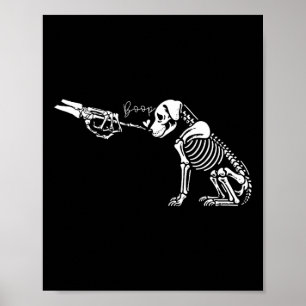 Retro Cute Skeleton Hand Boop Dog Funny Halloween  Poster