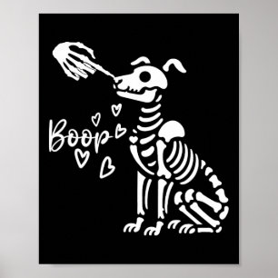 Retro Cute Skeleton Hand Boop Dog Funny Halloween Poster