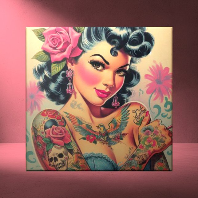 Retro Cute Tattooed Pin-up Tile (Creator Uploaded)
