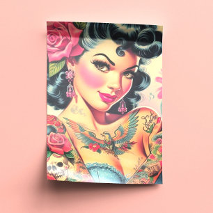 Retro Cute Tattooed Pin-up Tissue Paper