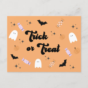 Retro Cute Trick or Treat Halloween  Postcard
