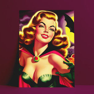 Retro Cute Vampire Pin-up Postcard