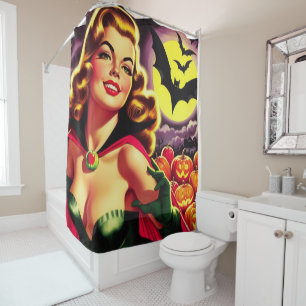 Retro Cute Vampire Pin-up Shower Curtain