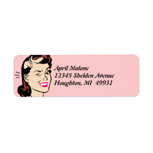 Retro Cute Wink Winking Lady Winks Labelling