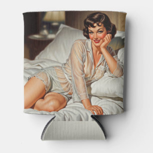 Retro Cute Woman '50 Pin-up Can Cooler