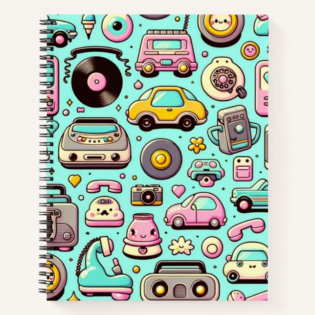 Retro Cuties: Whimsical Pastel Notebook (Front)