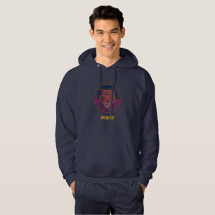 Retro Cyberpunk Geometric Bear Neon Art Graphic Hoodie