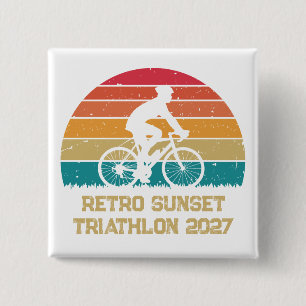 Retro Cycling Sunset Custom Triathlon 15 Cm Square Badge