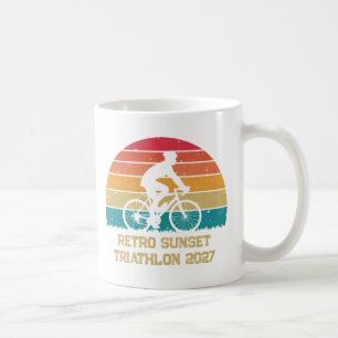 Retro Cycling Sunset Custom Triathlon Coffee Mug