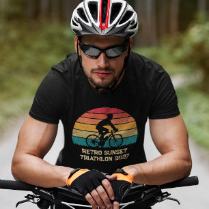 Retro Cycling Sunset Custom Triathlon T-Shirt
