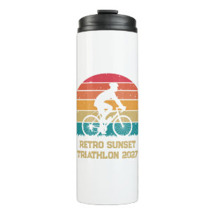 Retro Cycling Sunset Custom Triathlon Thermal Tumbler
