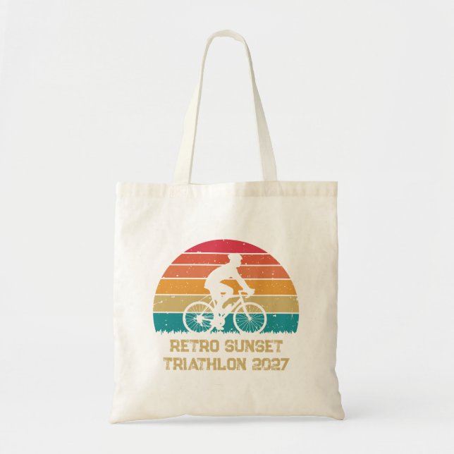 Retro Cycling Sunset Custom Triathlon Tote Bag (Front)