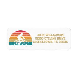 Retro Cycling Sunset Cyclist Return Address