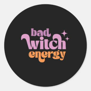 Retro D Witch Energy Shirt Halloween Witchy Vibes  Classic Round Sticker