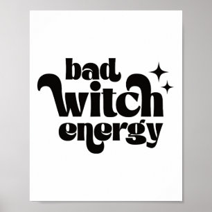 Retro D Witch Energy Shirt Halloween Witchy Vibes Poster