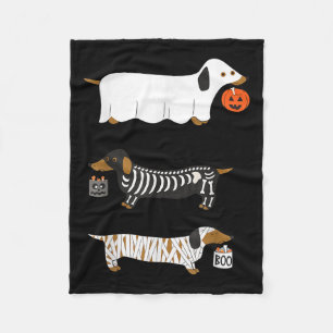 Retro Dachshund Halloween Wiener Dog Pumpkin Weeni Fleece Blanket