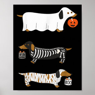 Retro Dachshund Halloween Wiener Dog Pumpkin Weeni Poster