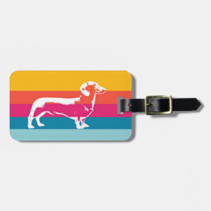 Retro Dachshund Silhouette – Colorful Pop Dog Art Luggage Tag