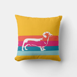 Retro Dachshund Silhouette – Colourful Pop Dog Art Cushion