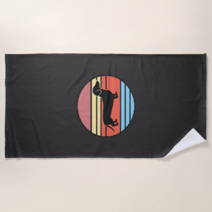Retro Dachshund Sunset Vector Beach Towel