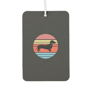 Retro Dachshund Sunset Vector Car Air Freshener