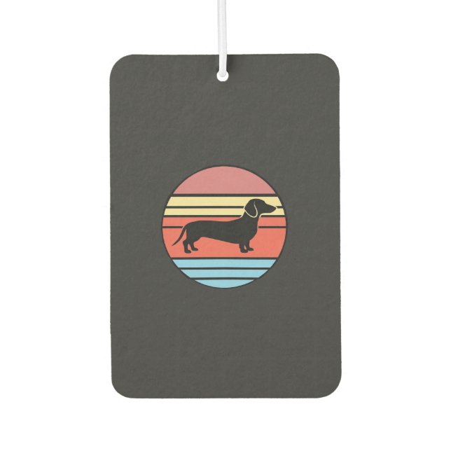 Retro Dachshund Sunset Vector Car Air Freshener (Front)
