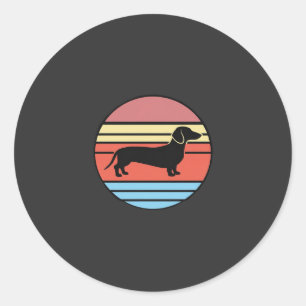 Retro Dachshund Sunset Vector Classic Round Sticker