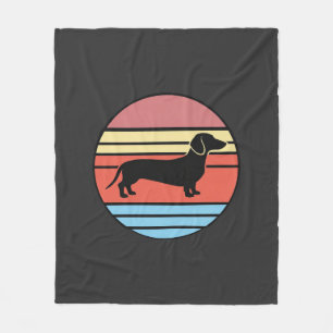 Retro Dachshund Sunset Vector Fleece Blanket