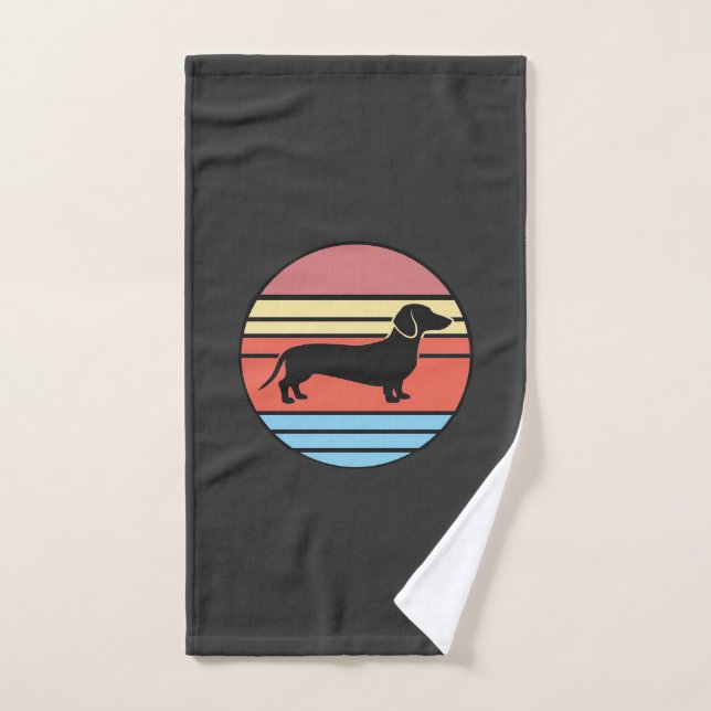 Retro Dachshund Sunset Vector Hand Towel (Hand Towel)