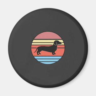 Retro Dachshund Sunset Vector Magnet