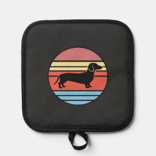 Retro Dachshund Sunset Vector Pot Holder