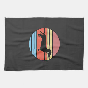 Retro Dachshund Sunset Vector Tea Towel