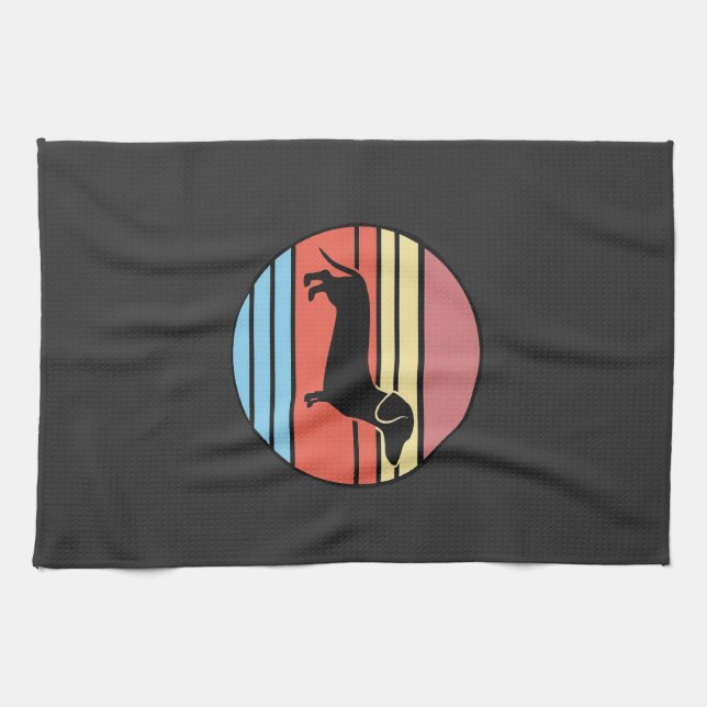 Retro Dachshund Sunset Vector Tea Towel (Horizontal)