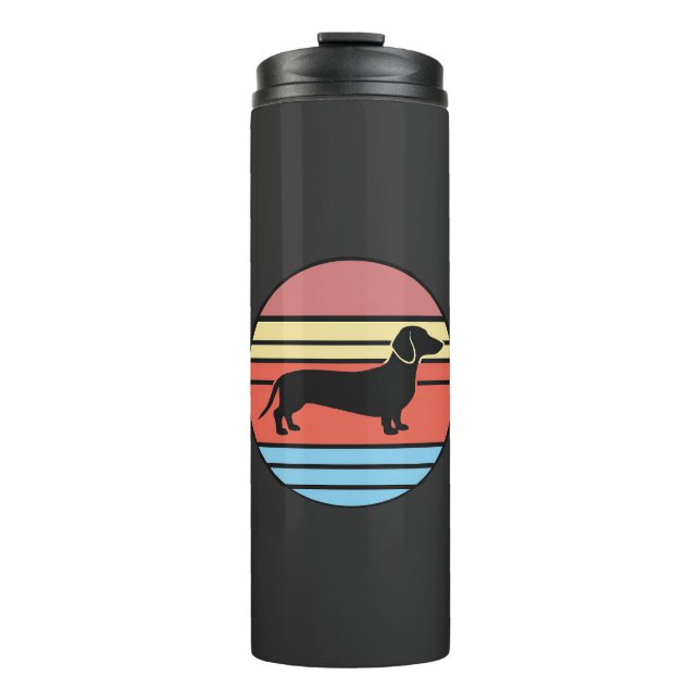 Retro Dachshund Sunset Vector Thermal Tumbler (Front)