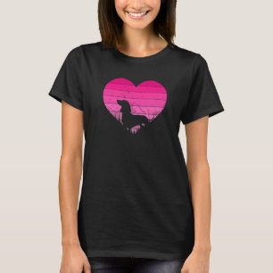 Retro Dachshund Vintage Heart Valentine S Day T-Shirt