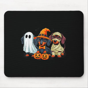 Retro Dachshund Witch Y Halloween Pumpkin Women Me Mouse Pad