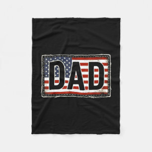 Retro dad american flag matching family daddy 4th fleece blanket