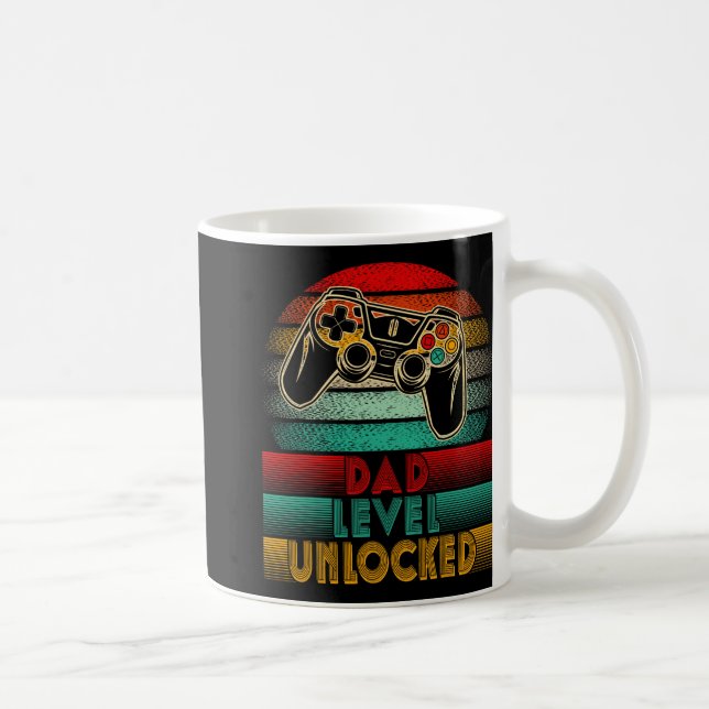 Retro Dad Level Unlocked New Dad Controller Father Coffee Mug (Right)