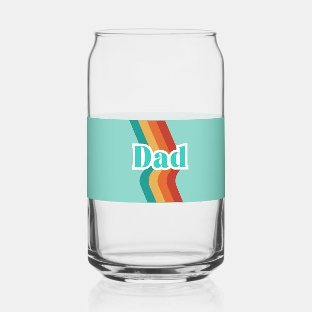 Retro Dad mug, teal blue with stripe Father's Day  Can Glass (Front)